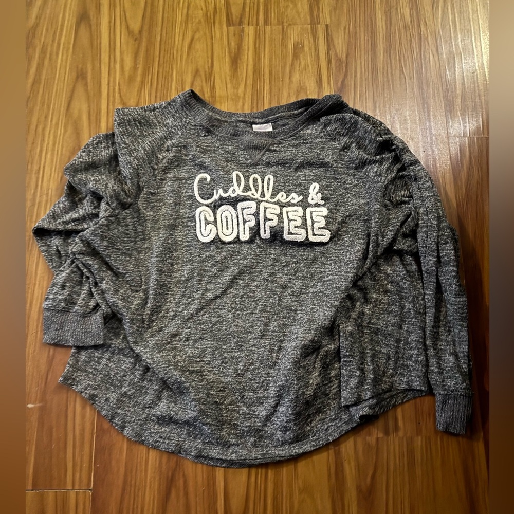Gray women’s size 3X Shirt with 'Cuddles & Coffee' Design